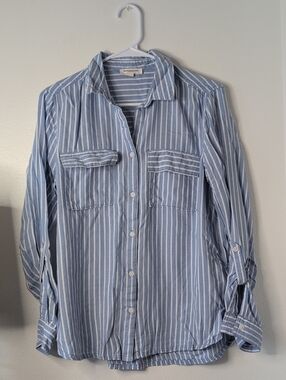 beachlunchlounge Light Blue and White Striped Shirt